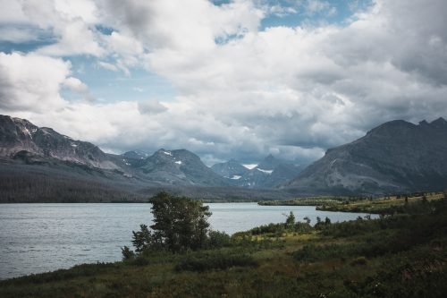 Wild Goose Island in the distant. Glacier National Park, Montana, United States.